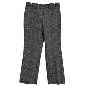 Worthington Women's Black Silver Metallic Plaid Straight Leg Pants Size 14 NWT